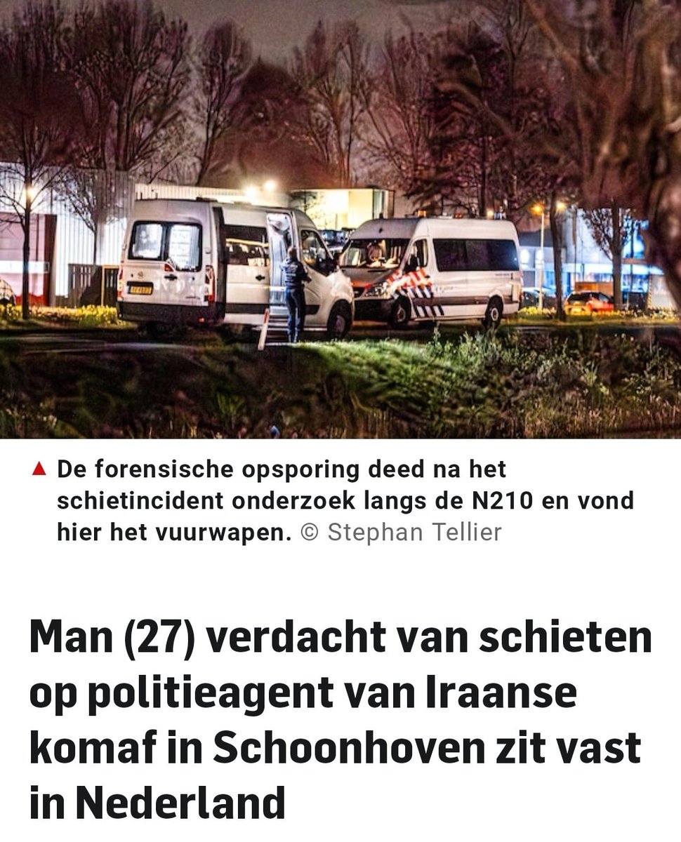 maartenbrink's tweet photo. De man (27) die wordt verdacht van betrokkenheid bij het schietincident waarbij een #politieagent (36) van Iraanse komaf in #Schoonhoven ernstig gewond raakte, is overgeleverd aan Nederland. De verdachte blijft voorlopig veertien dagen langer vastzitten.
https://t.co/mesgvM9OoX https://t.co/muSMK89GOc