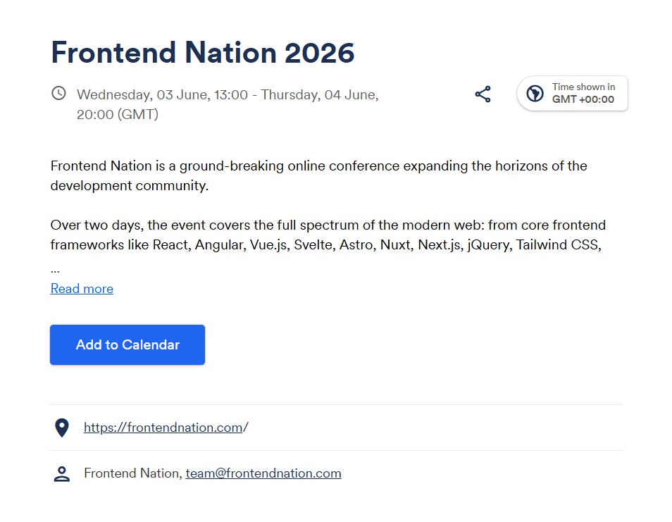 lezcanotech's tweet photo. Excited to be attending Frontend Nation 2026!

Looking forward to learning from industry experts, exploring the latest frontend technologies, and connecting with developers from around the world.

Continuous learning is key to staying relevant in tech. 
#FrontendNation2026 https://t.co/265znDixkJ