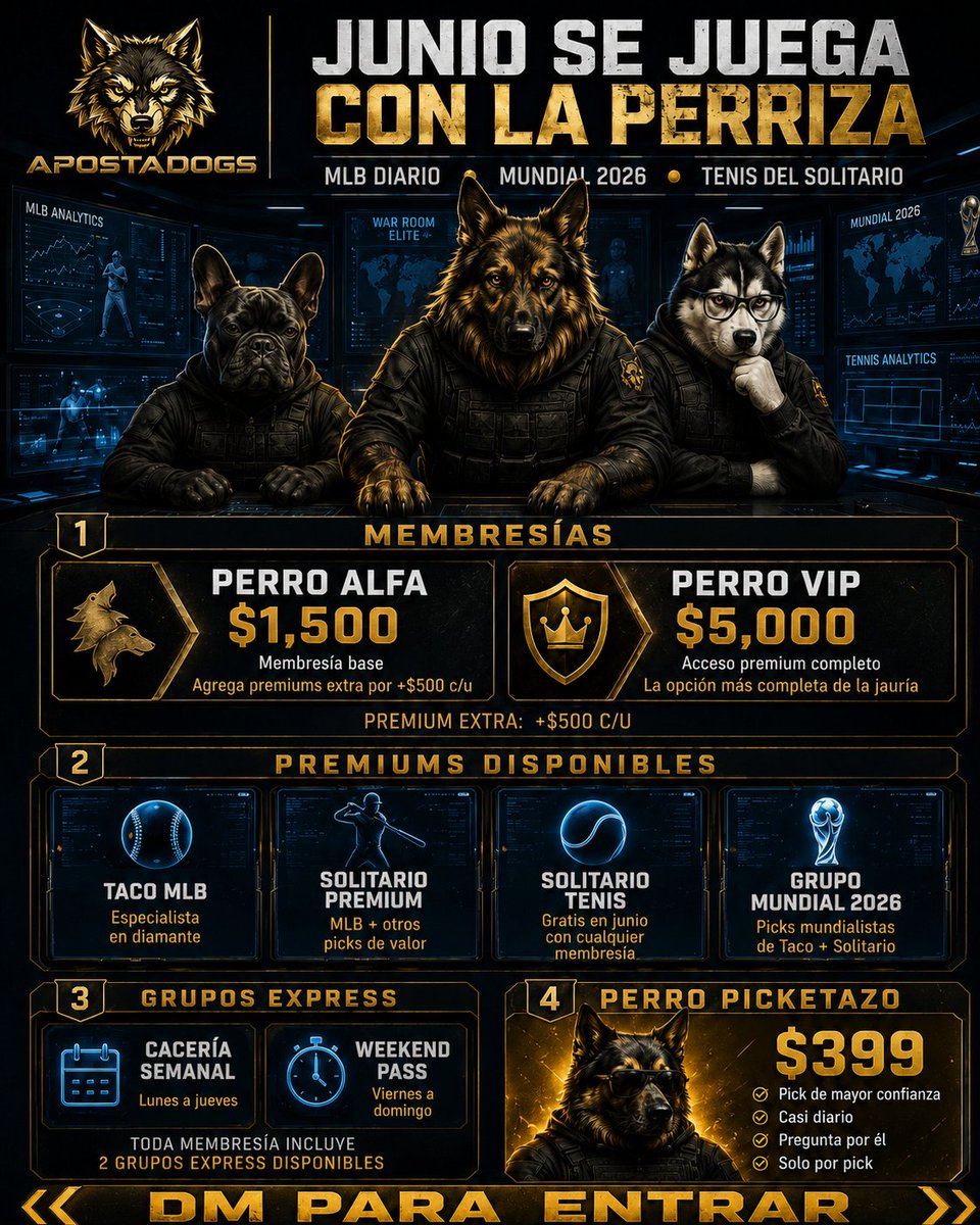 ApostaDogs's tweet photo. ¿Cómo entrar con la perriza? 👇

No verán a nadie trabajar como trabajamos de este lado en entregar ganancias CONSISTENTEMENTE.

A pesar de que las apuestas NO SON GARANTÍA, se trabaja diariamente en crear una metodología funcional.

Bienvenidos sean todos los perros 🐶 https://t.co/1w2YQngeL8
