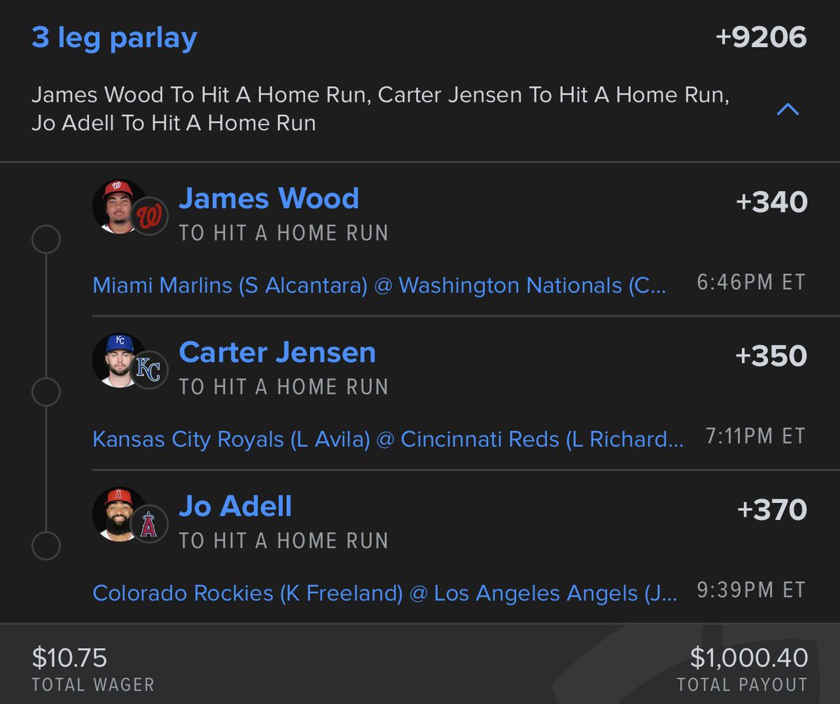 PRPlays_'s tweet photo. GOING FOR $1K WITH A PAIR OF HOME RUN TRIO PARLAYS 🧘‍♂️

$10➡️$1000
$9  ➡️$1000 https://t.co/HcvweM7RUk