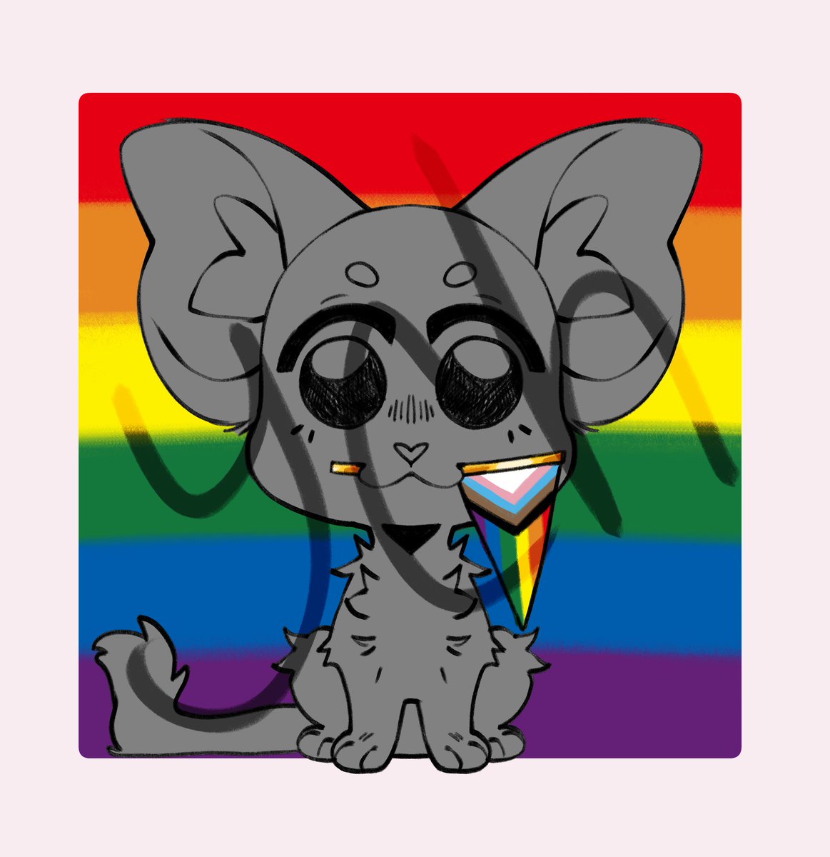 Jakkewolf1's tweet photo. ✨HAPPY PRIDE MONTH✨

Happy month, everyone! I came up with this quick and simple little drawing. If you'd like one just like it, you can order it for $20! Any species! https://t.co/ZSyJP2n7MS