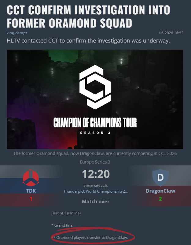 GrassfedCS's tweet photo. These degenerates just cheated their way past @Ax1LeGOD and @nafanyGOD  in the Thunderpick Grand Finals. 
If TDK had won they would have broken into Top 50 VRS for this month, but unfortunately they were forced to play against known fraudulent scumbags, fantastic. Great work @thunderpickco 🤡👍