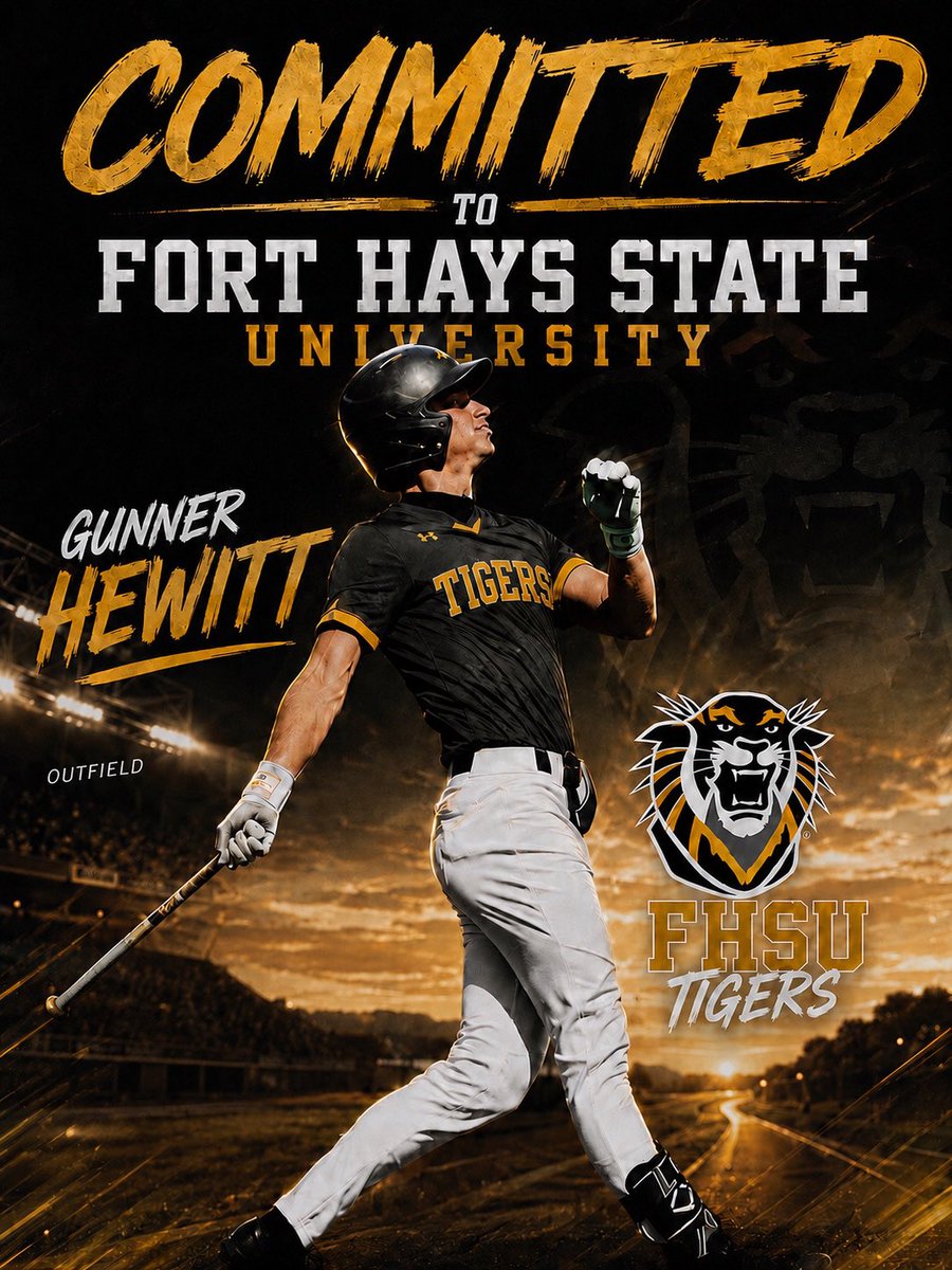 GunnerHewitt34's tweet photo. I’m excited to announce that I’ll be continuing my college baseball career at Fort Hays State University! Thank you to all the coaches at @PrattBaseball who helped me along the way, and to my parents. Thank you to Coach Wichert and the @fhsubaseball staff for giving me this opportunity. Looking forward to the next chapter! #GoTigers
@cadelott_22 @coachreller