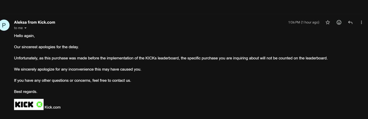 maxemumTV's tweet photo. .@kicksupport someone from community is fighting to get her 5000 kicks shown on the leaderboard, donated prior to the leaderboard being implemented and this is the response. Huh? 5k kicks is significant and I remember @StakeEddie said kicks prior to leaderboard would be corrected https://t.co/hvPCMgiw2O