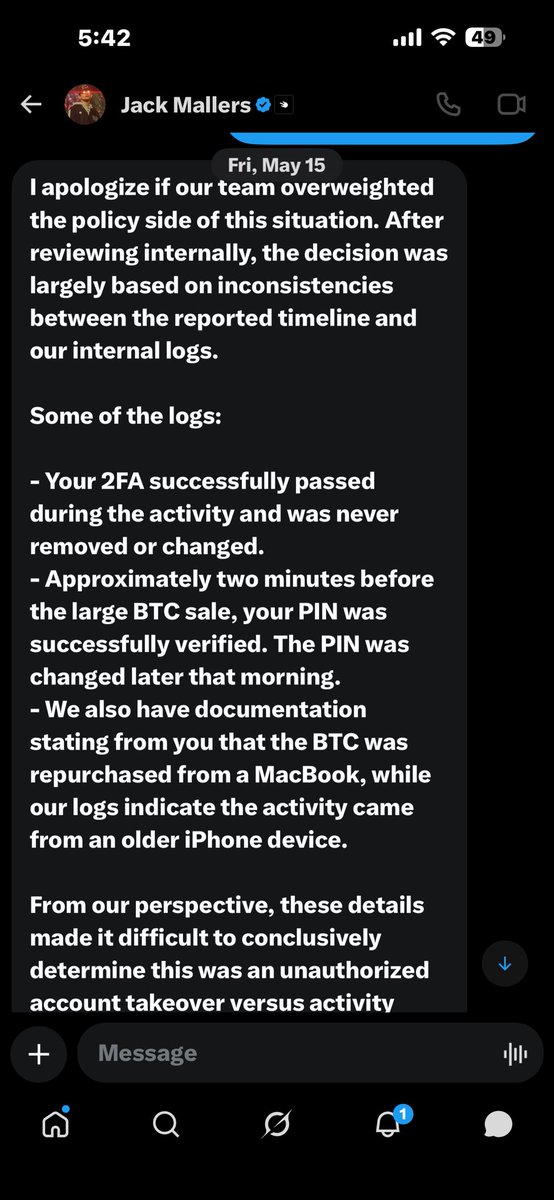 Bitcoin_Budda's tweet photo. @River @Leishman @jackmallers @Strike @coinbase UPDATE: @JackMallers DM’d me and tried to help for a minute, but hasn’t responded since May 15th. I clearly explained why his team is factually incorrect about some of the logs in a few voice messages, but nothing has been revisited yet. https://t.co/V9OLpD1r3l