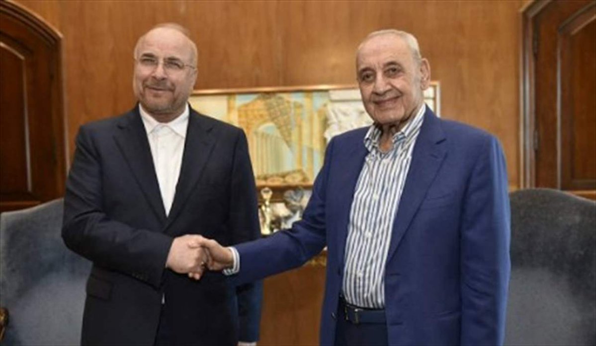 DavidADaoud's tweet photo. Berri was meanwhile playing the Iranian side of the coin too. In a phonecall w/@mb_ghalibaf, Berri expressed his "appreciation for Iran's efforts to end Israel's aggression, stressing that Lebanon will not forget Iran's helpful positions during this sensitive period." https://t.co/2dzicllajU