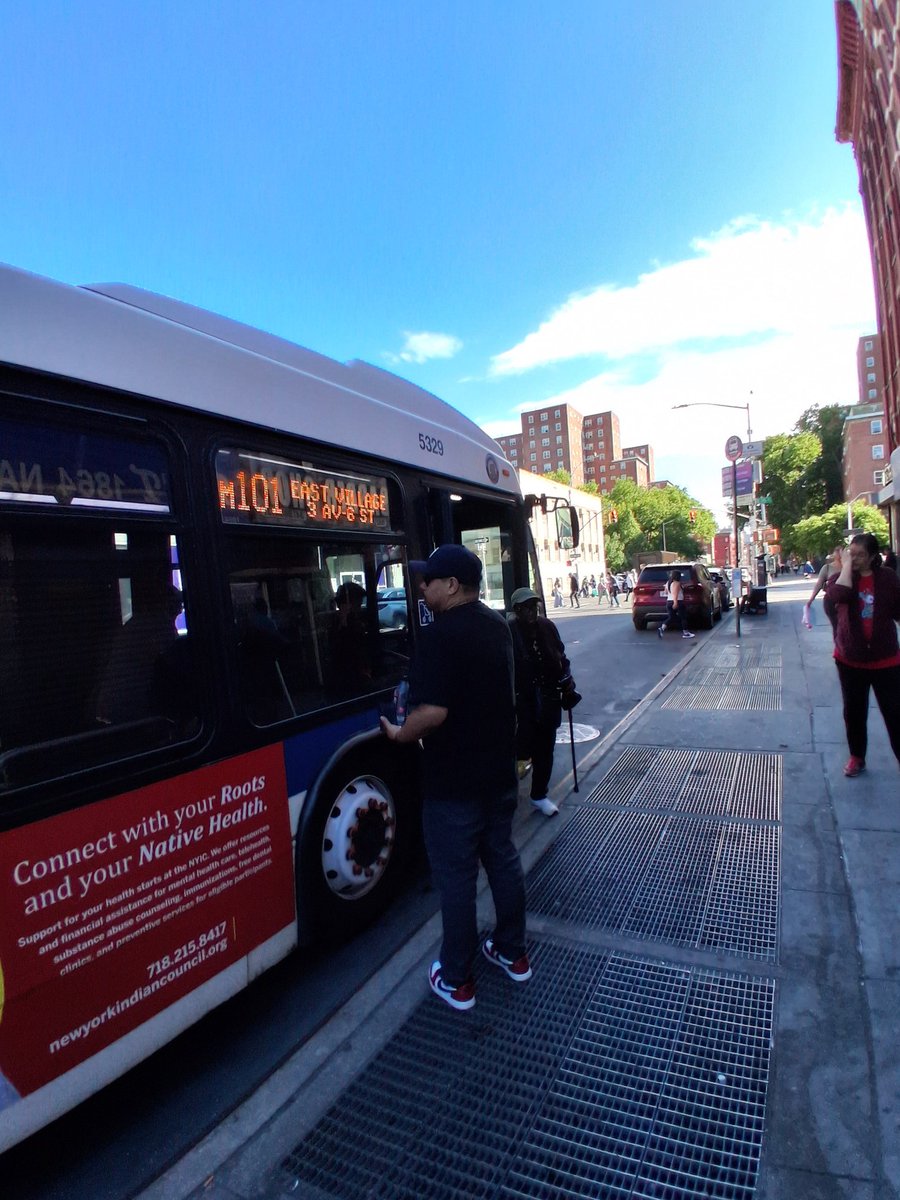 ShadowKGrant's tweet photo. Here is an NYCT MTA (MaBSTOA) 2012 Volvo/Nova Bus LFS Articulated (Model LF60102) 5329 on the East Village-3rd Ave-6th St bound M101 Limited. https://t.co/NjaZ2oekkR
