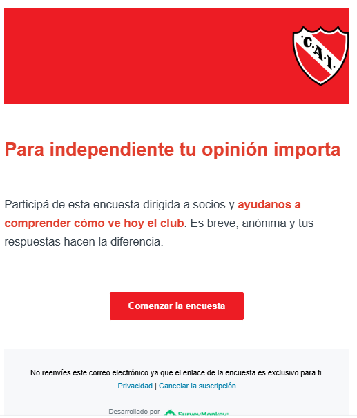 SociosporCAI's tweet photo. Usar la base de datos del club para fines partidarios está penado por la Ley 25.326. 

El mail y domicilio real de cualquier socio de #Independiente no son para que las use NINGUNA AGRUPACIÓN. https://t.co/v7BUNZyGIM