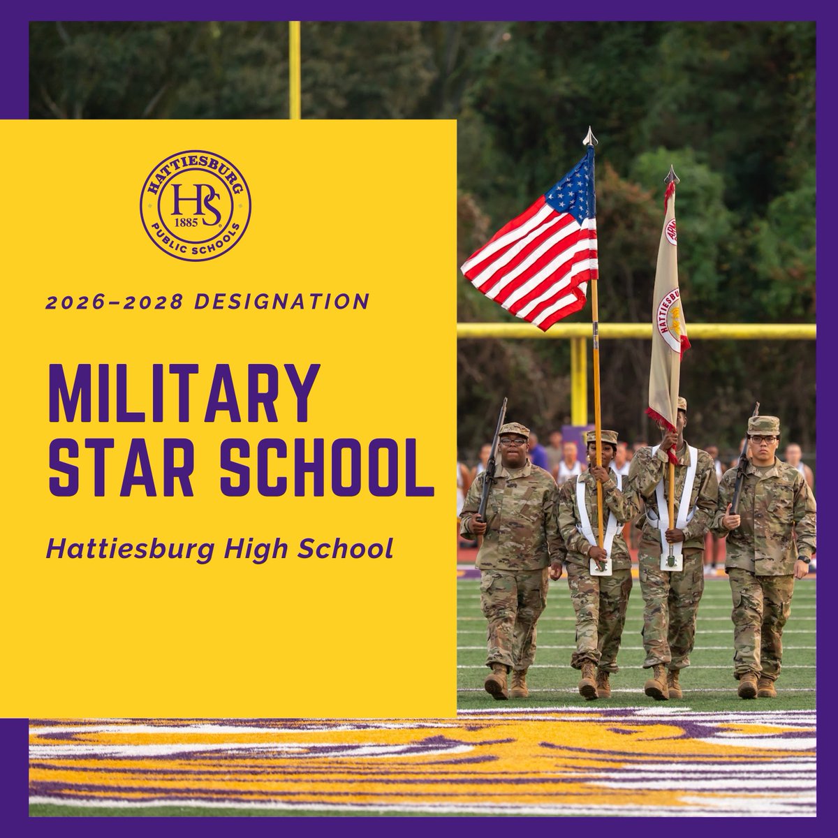 HPSD's tweet photo. HHS has been recognized as a Military Star School by the MDE for the 2026–2028 school cycles! This honor reflects our ongoing commitment to supporting military-connected students and families and ensuring every Tiger has the opportunity to succeed.#BuiltForGreatness https://t.co/uiRBLc7Keq