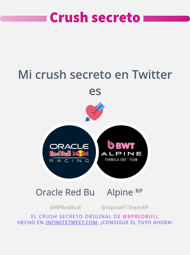 RPRedBull's tweet photo. Mi crush secreto en Twitter es @AlpineF1TeamRP

➡️ https://t.co/yzFEZr5f8D https://t.co/TTBLsVU9l3