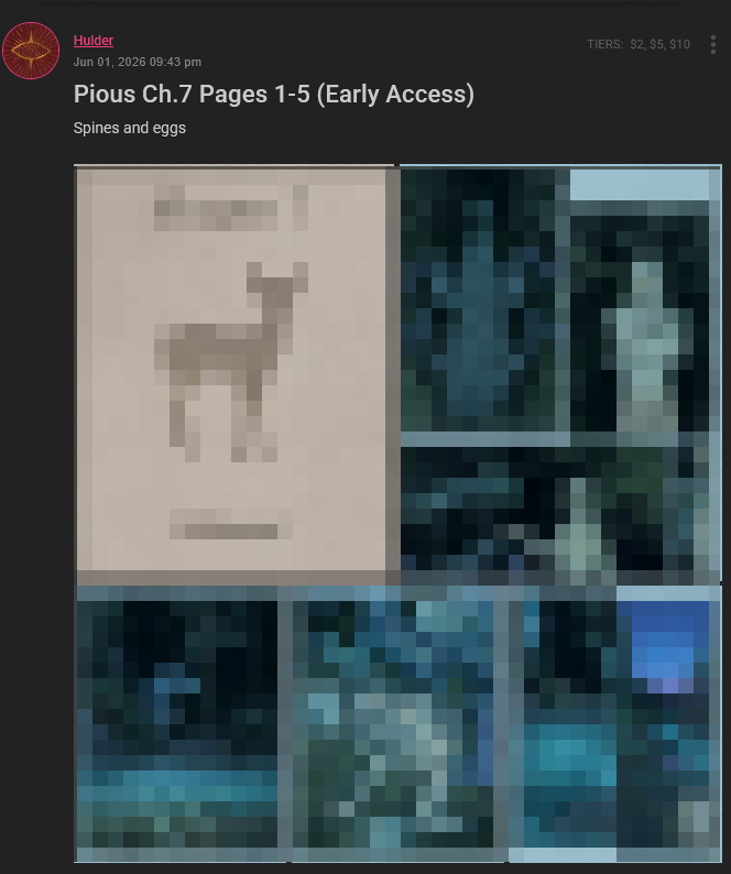 _Hulder's tweet photo. The Pious hiatus has ended!

Pages will be posted a month early in batches on Subscribestar, as soon as I have enough pages ready, and then posted everywhere else publicly.

You can see the first 5 pages on Subscribestar now!
⭐️https://t.co/4UJUYe0Uey https://t.co/KvizSDVZ31