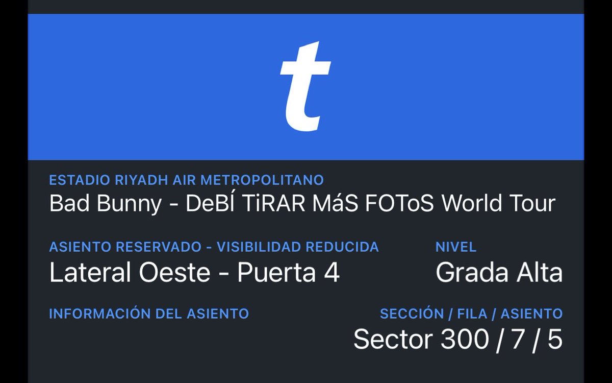 iturrele's tweet photo. Vendo dos entradas para el concierto de Bad Bunny el Miércoles 3 de Junio en Madrid, compradas en Tiketmaster, dejo fotos de las ubicaciones a 150€ cada una contactarme por instagram @elenuusii https://t.co/BH7xaQOtPG
