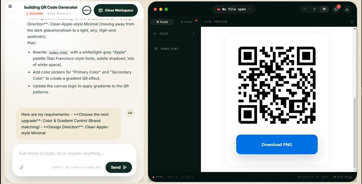 BuildWithSelasi's tweet photo. @ugwuositajoel I'm working on a new #VibeCoding multi agent that focuses on Helping developers work even faster.... and it's the first tool that has an inbuilt QA to make sure your code doesn't look like a template.

I built a QR code generator with the prototype of the agent which isn't out https://t.co/lffKwaBC6V