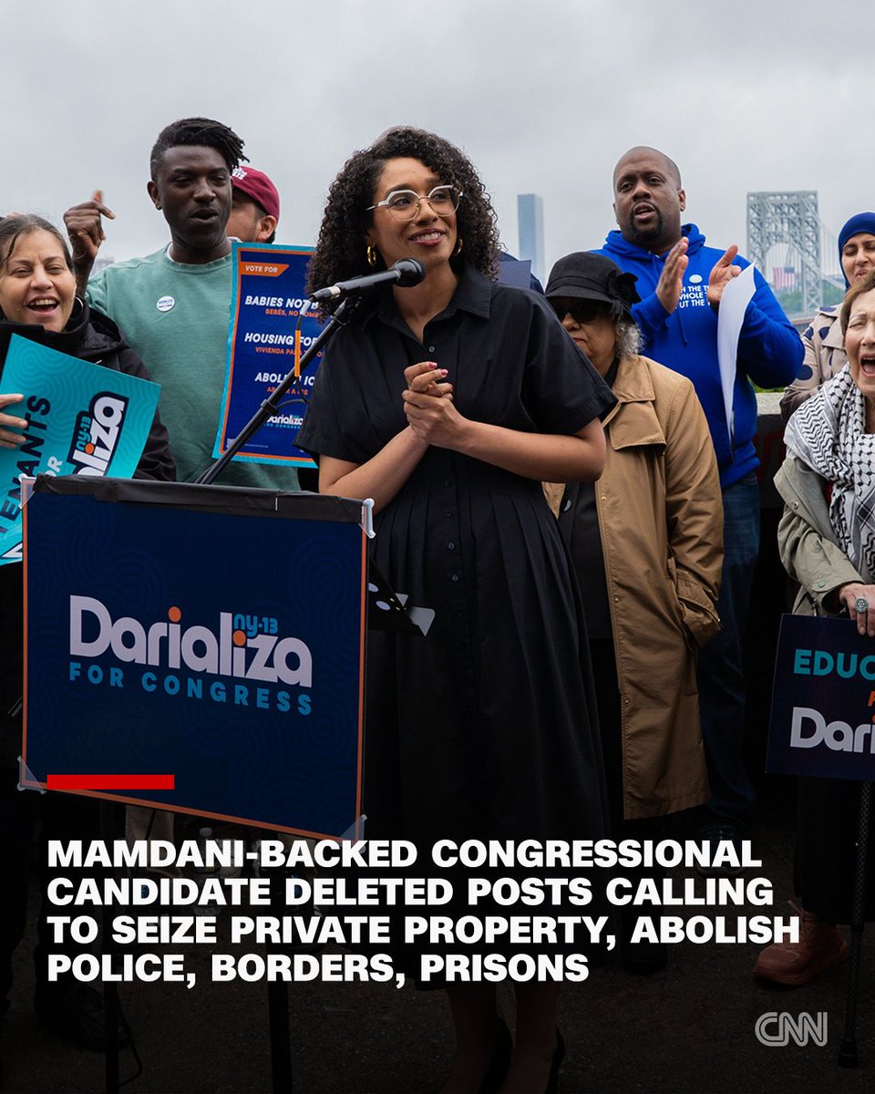 CNN's tweet photo. Mamdani-backed congressional candidate deleted social posts that supported abolishing police and prisons as well as seizing private property: https://t.co/pRYb2hygvy https://t.co/IUlcR1a0DX