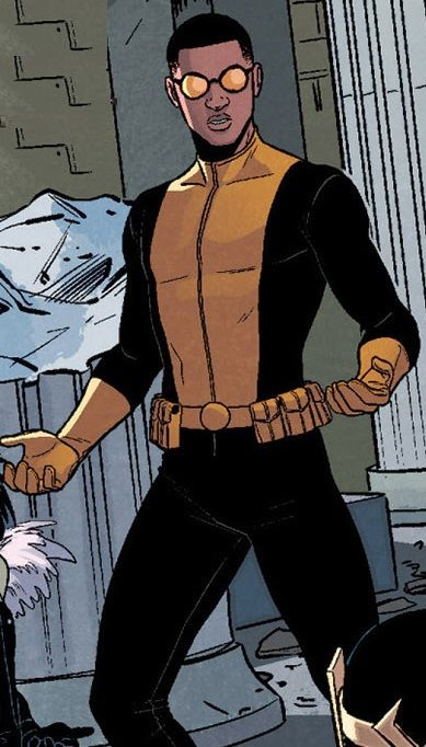 comicvisibility's tweet photo. The 2nd queer comic character of the day is David Alleyne aka Prodigy from Marvel! He is bisexual. 

He debuted in New Mutants (2003) and came out in Young Avengers (2013). He previously dated Tommy Shepherd aka Speed, but in NYX began dating Dante. https://t.co/MF0jL6OJN1