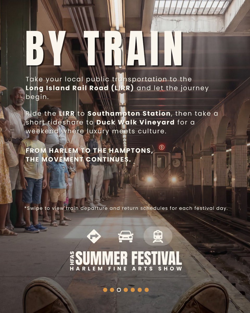 harlemfinearts's tweet photo. All Roads Lead to Culture.

Whether you’re driving from NYC, taking the LIRR to the East End, or from across the globe. Your journey leads to an unforgettable weekend of art, food, music, and community.

See you in July!

#HFASSummerFestival #HFAS #CreoleFoodFestival https://t.co/I1K9nTzFfc