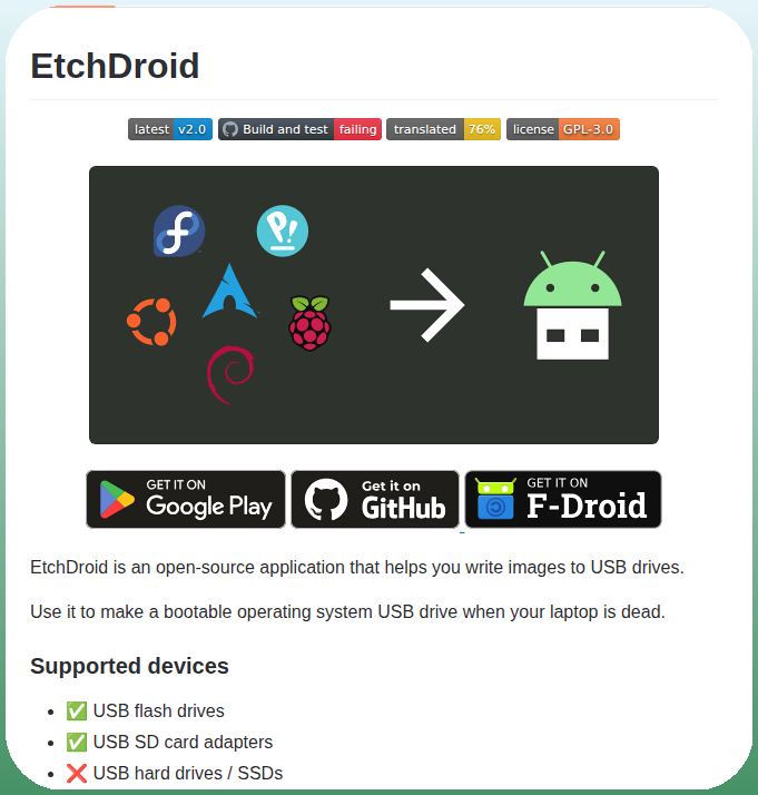 tom_doerr's tweet photo. Creates bootable USB drives on Android phones

https://t.co/z89Opo9Gzn https://t.co/KtBHw22AoJ