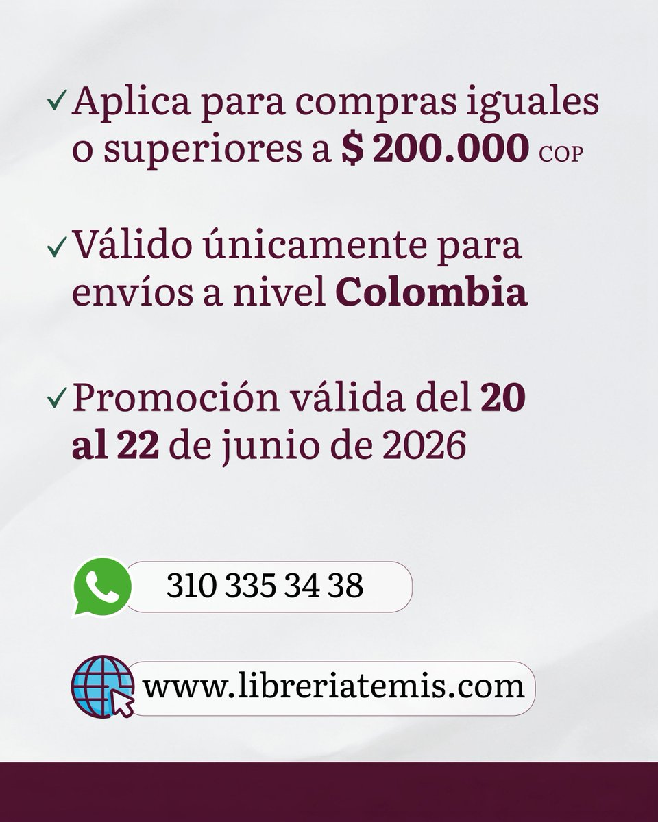 TemisEditorial's tweet photo. 🚚📚 ¡Llegó el evento que estabas esperando!

Del 20 al 22 de junio disfruta de envío gratis en todos nuestros libros. 🎉✨
https://t.co/FrWSBB2FKU https://t.co/bs9pw1SOMg
