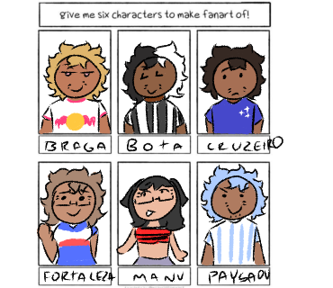 Bozotheball's tweet photo. Terminei girls 
Bragantino : @RB_Chargantino 
Botafogo:@amomytcholas 
Cruzeiro:@RebecaFoxGirl 
Fortaleza : @FCObjects 
Manu : @Manutheartist7 
Paysandu : @LobinhaPSC https://t.co/w5VeVY04YI