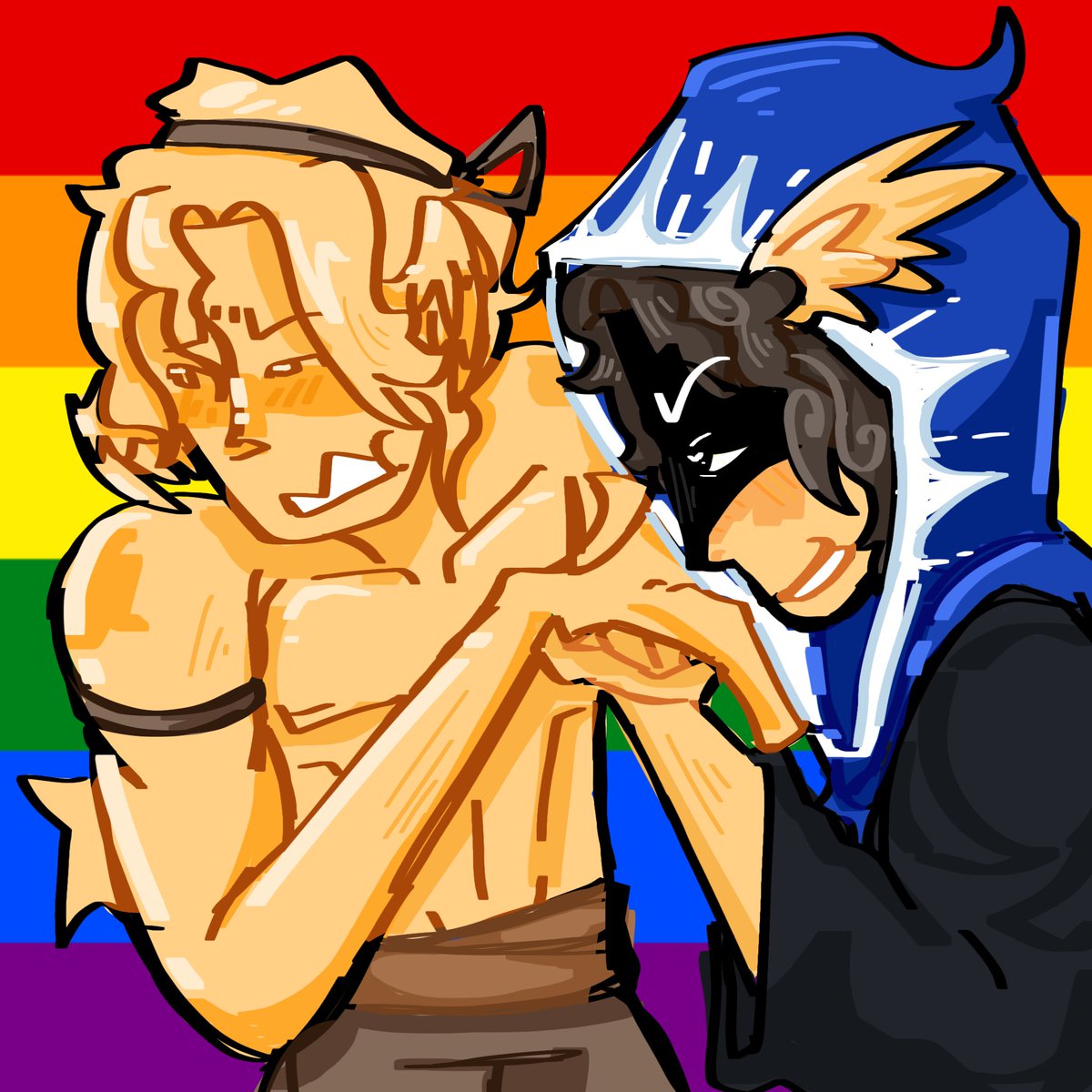 Angel_Flavo's tweet photo. Happy pride month guys here's Buildermon's first meeting in nutshell in my au. 

#buildermon #telamon #builderman #pridemonth #GAY #RCLau https://t.co/CjdGuSRsg6