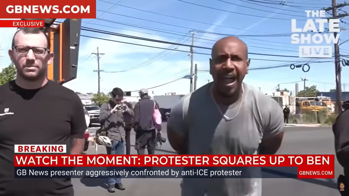 lesliemack's tweet photo. this crazy loud mouth threatening ape, Akin Dunbar, who's at the protest against @ICEgov agents in NJ, the illegal immigrant holding facility, is himself a security guard, here's his mugshot 2024 https://t.co/6lK63JT24p