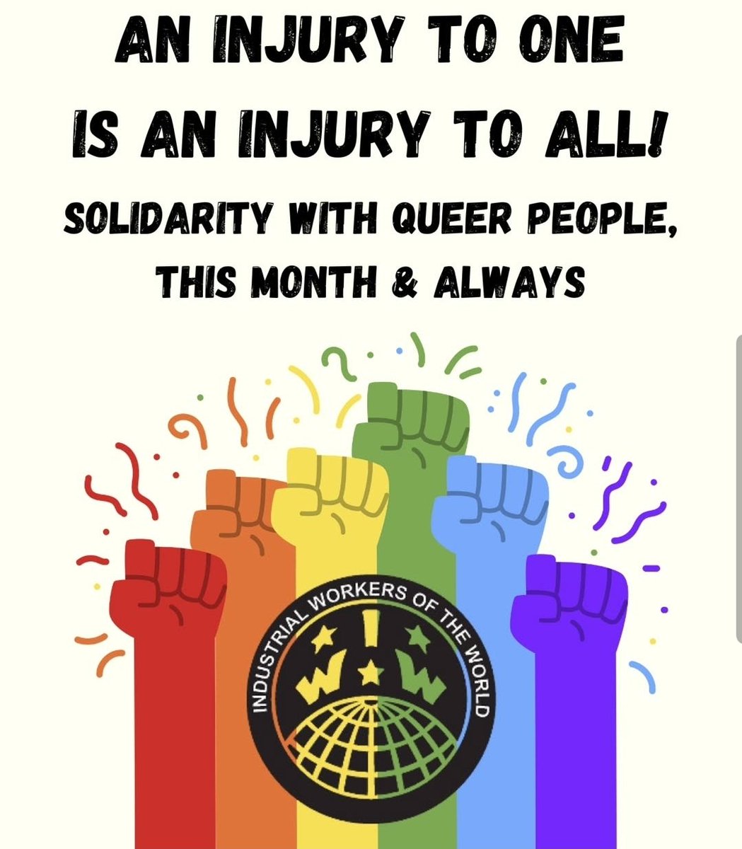 IrelandIww's tweet photo. Trans people, &amp; all queer people, are forever welcome with the Industrial Workers of the World. Happy Pride to our queer members &amp; to everyone else!

#IWW #nopridewithouttranspride #transrightsareworkersrights #noprideincops #nocopsinpride https://t.co/cRpZhpw7C3