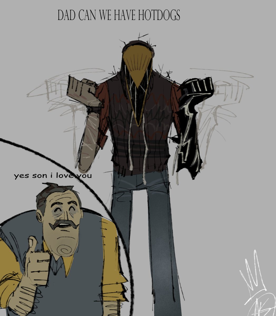 sticccman's tweet photo. alternate universe where guest harbors no hard feelings lmao??????? #helloneighbor (i quite like the idea that future aaron would be quite childish as a coping mechanism) https://t.co/m1UKXcq6Nx