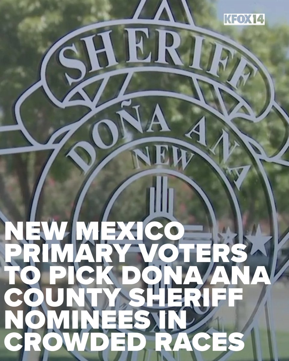 KFOX14's tweet photo. New Mexico voters head to the polls Tuesday to decide who will advance in the race for Doña Ana County sheriff. See what some of the candidates had to say about crime and juvenile crime. Watch here: https://t.co/dQqlQMr5ev  #NewMexico #DoñaAnaCounty #Election2026 #NMPrimary https://t.co/1eheDxZkIs