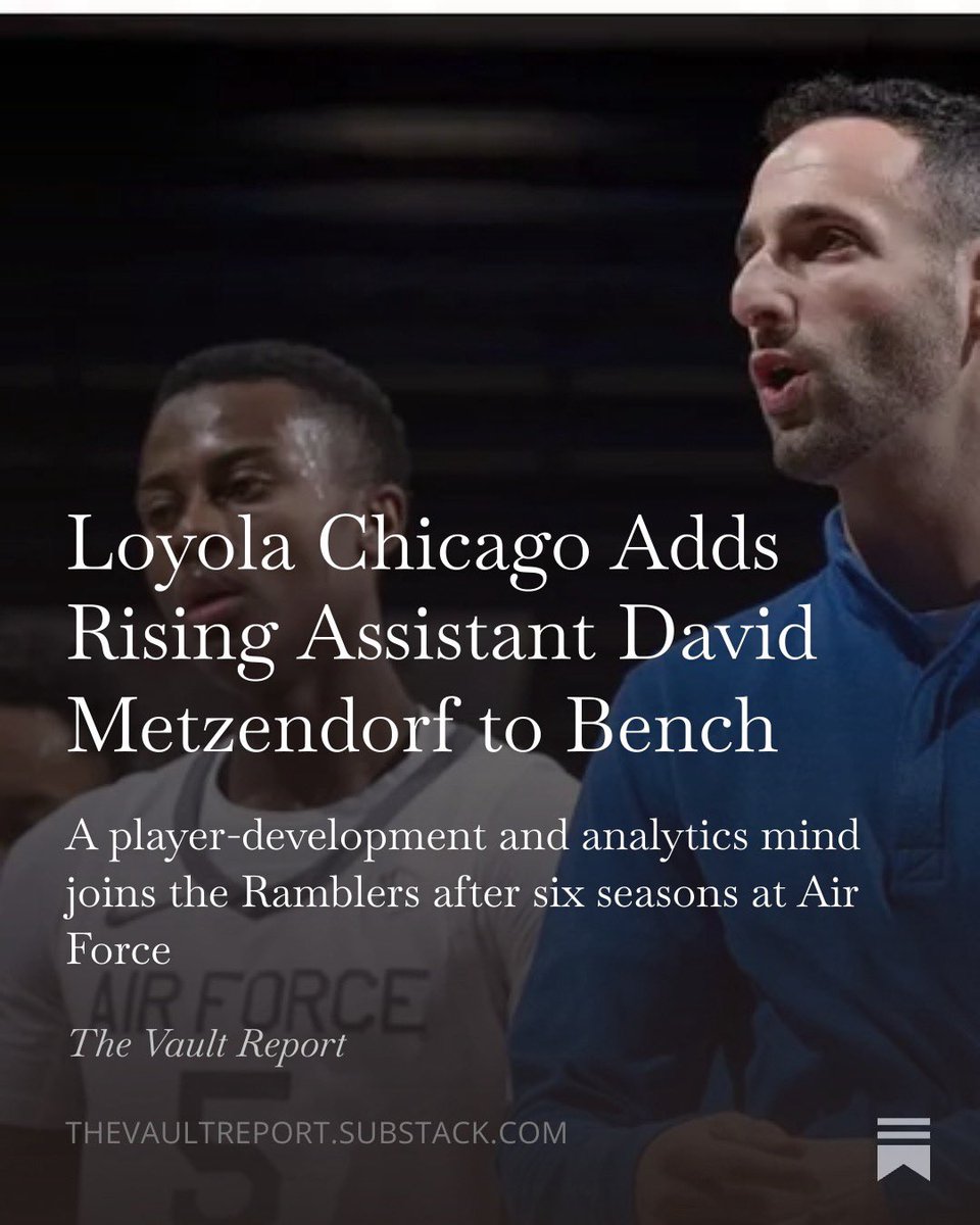 A10Vault's tweet photo. ✍️ New Article on the Vault Substack

A player-development and analytics mind joins the @RamblersMBB after six seasons at Air Force. @CoachDrewLU 

Article: https://t.co/Nw8ROaOplZ https://t.co/HbzAVu6f96