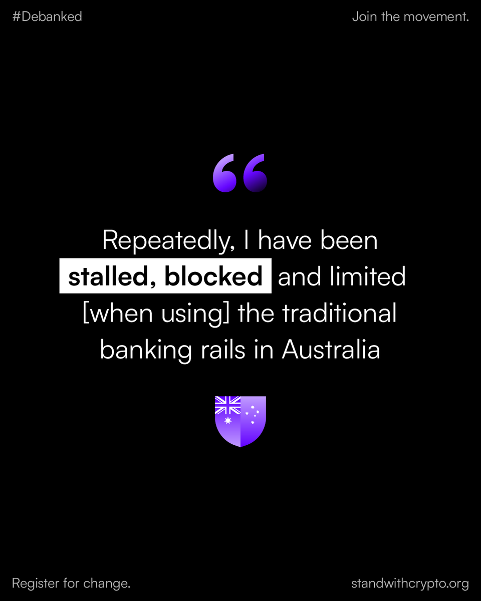 StandWCrypto_AU's tweet photo. One incident is an error.
Two is a glitch.
Repeatedly?
That is policy.
Debanking in Australia is not isolated incidents. It is a pattern applied to an entire sector regardless of individual conduct.
Sign the petition:
https://t.co/J8zXeJHD1n
#StandWithCryptoAU #Debanking #CryptoAustralia