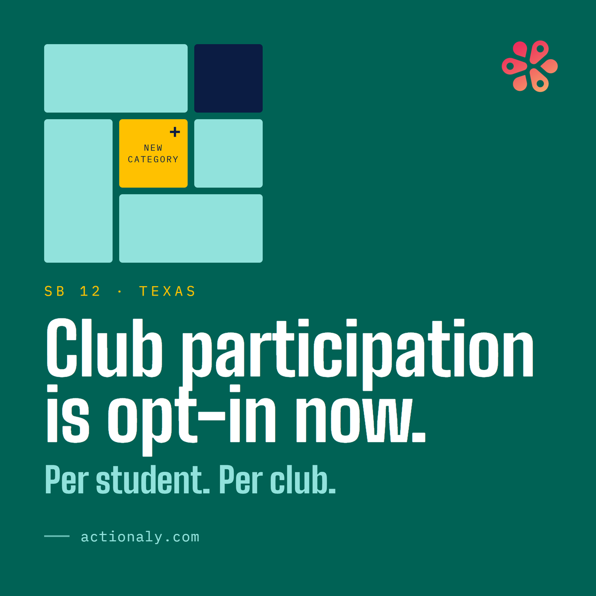 getactionaly's tweet photo. SB 12 made club participation opt-in. Per student, per club. A district with several hundred clubs now needs an active consent on file before a student walks into a meeting. Most districts handled health services first. Clubs are quieter, and the volume is bigger. https://t.co/AEuVCnG4nb
