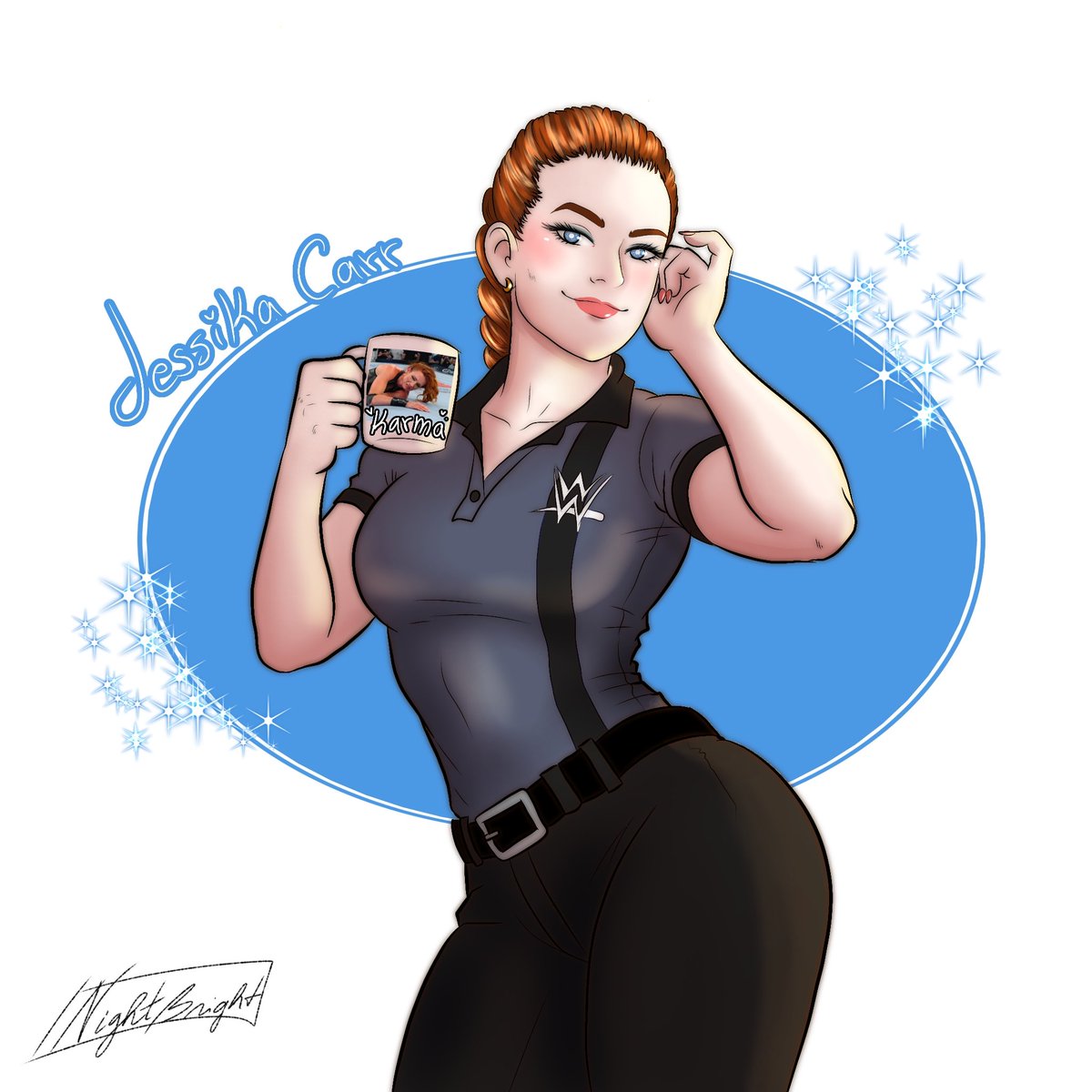 __Nightbright__'s tweet photo. ¿Saben a quien quiero mucho de la @WWE  ? 
A @WWELadyRefJess, me encanta 🩷

♡ Karma ♡

#Fanart #wwe #wweraw https://t.co/4eJAJH0ahK