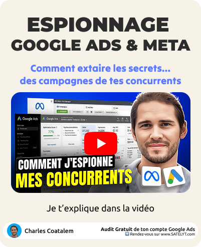 CharlesCoatalem's tweet photo. 🎥 Nouvelle vidéo !

Tes concurrents dépensent des milliers d'euros sur Meta Ads & Google Ads.

Tu peux voir exactement comment ils le font. 𝗘𝘁 𝗰𝗼𝗺𝗯𝗶𝗲𝗻 𝗶𝗹𝘀 𝗱𝗲𝗽𝗲𝗻𝘀𝗲𝗻𝘁 𝗽𝗮𝗿 𝗔𝗱𝘀.

Dans cette vidéo, je te montre les méthodes concrètes pour espionner la stratégie publicitaire de n'importe quel concurrent en E-commerce :

→ Quelles annonces ils diffusent (et depuis combien de temps)

→ Combien ils dépensent sur chaque annonce Meta Ads ou Google Ads 😱😱😱

→ Quels sont leurs produits Best-sellers

→ Comment reverse-engineer leur structure de campagne pour faire pareil

Ce que font les meilleurs annonceurs n'est pas un secret. C'est juste que personne ne te l'a montré clairement.

Maintenant c'est fait.

Le lien de la vidéo 
👉 https://t.co/FNAsBcffc2

PS: Le premier Audit est Gratuit.
On s'en parle en MP ?

-----------------------------------------------
Je suis Charles, le fondateur de SATELYT.
On scale les campagnes Google Ads des e-commerçants ambitieux.

+80 Marques Accompagnées et 6M€/an de campagnes sous gestion.

📅 Tu veux savoir si tes campagnes sont vraiment optimisées ?
Clique sur "𝗣𝗿𝗲𝗻𝗱𝗿𝗲 𝘂𝗻 𝗿𝗲𝗻𝗱𝗲𝘇-𝘃𝗼𝘂𝘀" sur mon profil.

#GoogleAds #Ecommerce #MetaAds #Trendtrack #Shopify #EspionnerGoogleAds #espionnerMetaAds #EspionnerConcurrentsEcommerce
