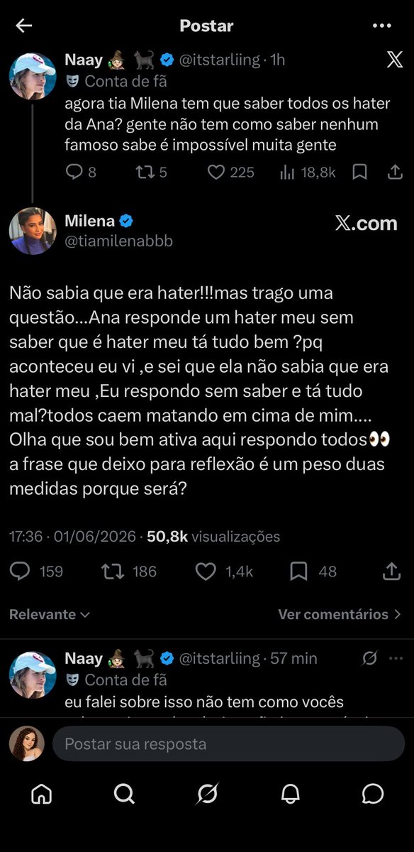 Lay_26v's tweet photo. Quando a Ana Paula respondeu alguém jogando hate na Milena? A Ana nunca fez isso. Já da Milena, não podemos dizer o mesmo. Só fazendo esse circo todo pra conseguir engajamento pra publi, né?! Já que sozinha não consegue https://t.co/hVTuyUt6bG