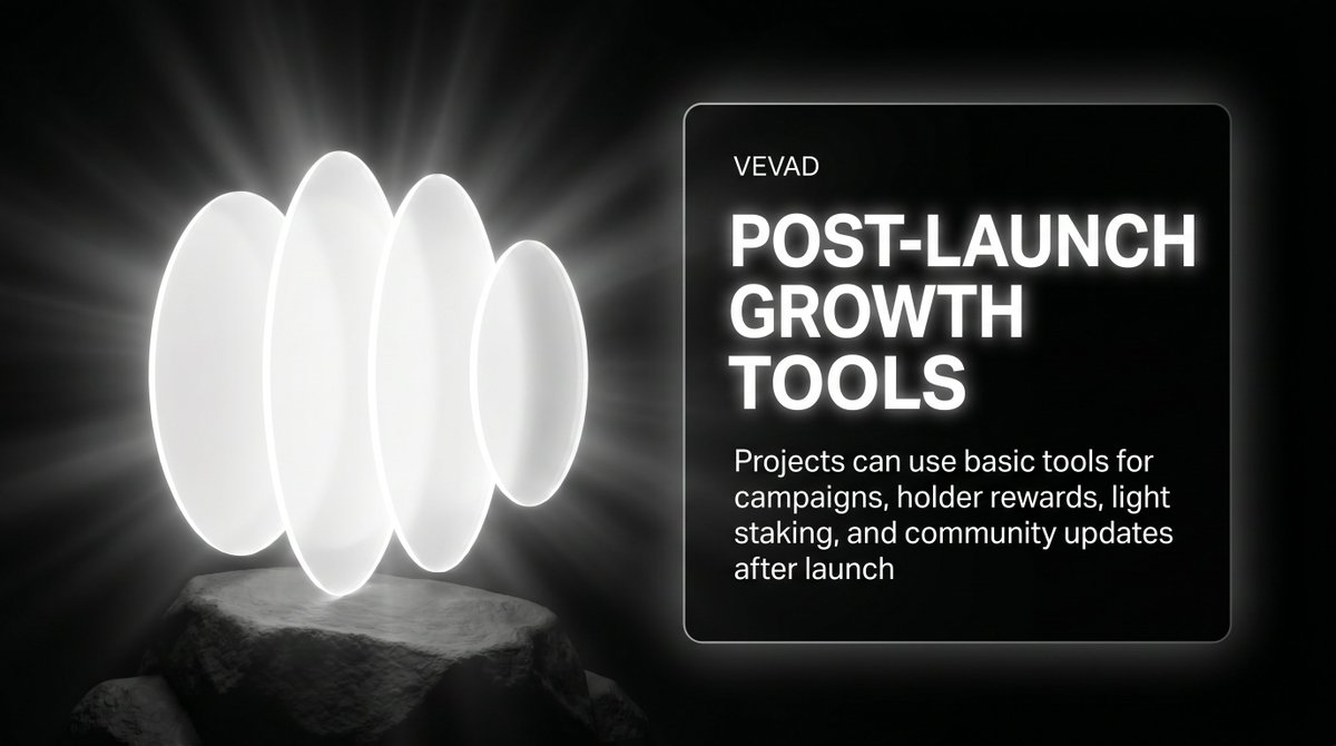 Vevad_'s tweet photo. A successful launch is only the beginning.

Vevad provides post-launch tools that help projects maintain momentum through community campaigns, holder rewards, staking opportunities, and ongoing engagement.

Growth does not stop after launch day. https://t.co/DZz4AgsUK0