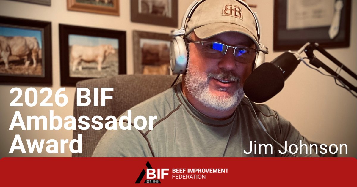 BeefImproveFed's tweet photo. Award announcement! #BIF2026
Congrats to Jim Johnson, the 2026 BIF Ambassador Awardee! Thanks for your work in communicating about BIF &amp; its principles for advancing the #beef industry through genetics. https://t.co/j3W26d09OM