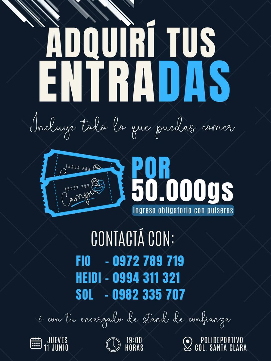 delpynews's tweet photo. ▶️ PIDEN AYUDA PARA HIJO DE EXALBIRROJO | 🙏🏥

Jorge “Campitos”, hijo del exfutbolista de la Selección Paraguaya Jorge Luis Campos, se encuentra internado en terapia intensiva.

🤝 Familiares y amigos impulsan la campaña solidaria “Todos por Campi” para acompañar a la familia y cubrir gastos médicos.

🎶 Una de las actividades será este 2 de junio en Kilkenny, donde lo recaudado será destinado a su beneficio.

🍽️ Además, el 11 de junio se realizará una comilona solidaria con entradas a G. 50.000.

📸todosporcampi (Instagram)
