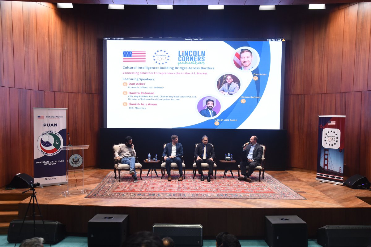 PakUSAlumni's tweet photo. At the recent #Freedom250 Speaker Series, business leaders explored how cultural intelligence, innovation, and effective communication help build stronger U.S.-Pakistan business partnerships and drive entrepreneurial success. More: https://t.co/jsnM1M7tjk https://t.co/KGLbi5nuF2