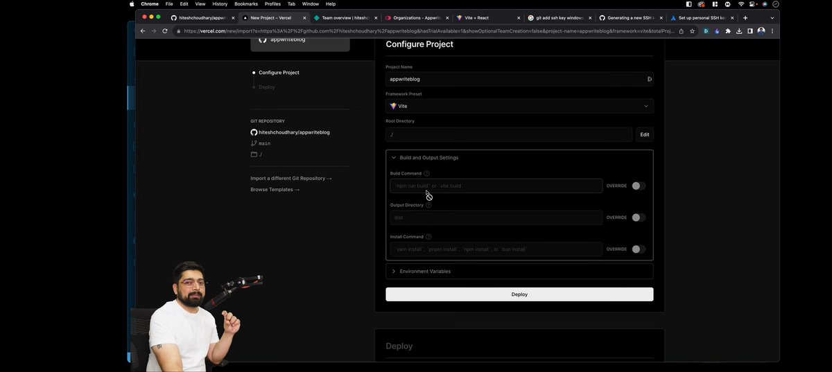 FarshorePrince's tweet photo. Day 28: How to deploy react app to production

• Difference: npm run dev vs npm run build

• Configuration : GitHub with Vercel 

 • Add .env on vercel before Deploy 

Tags: @Hiteshdotcom @ChaiCodeHQ @nirudhuuu

#chaicode #react https://t.co/7tb0IhCIz0