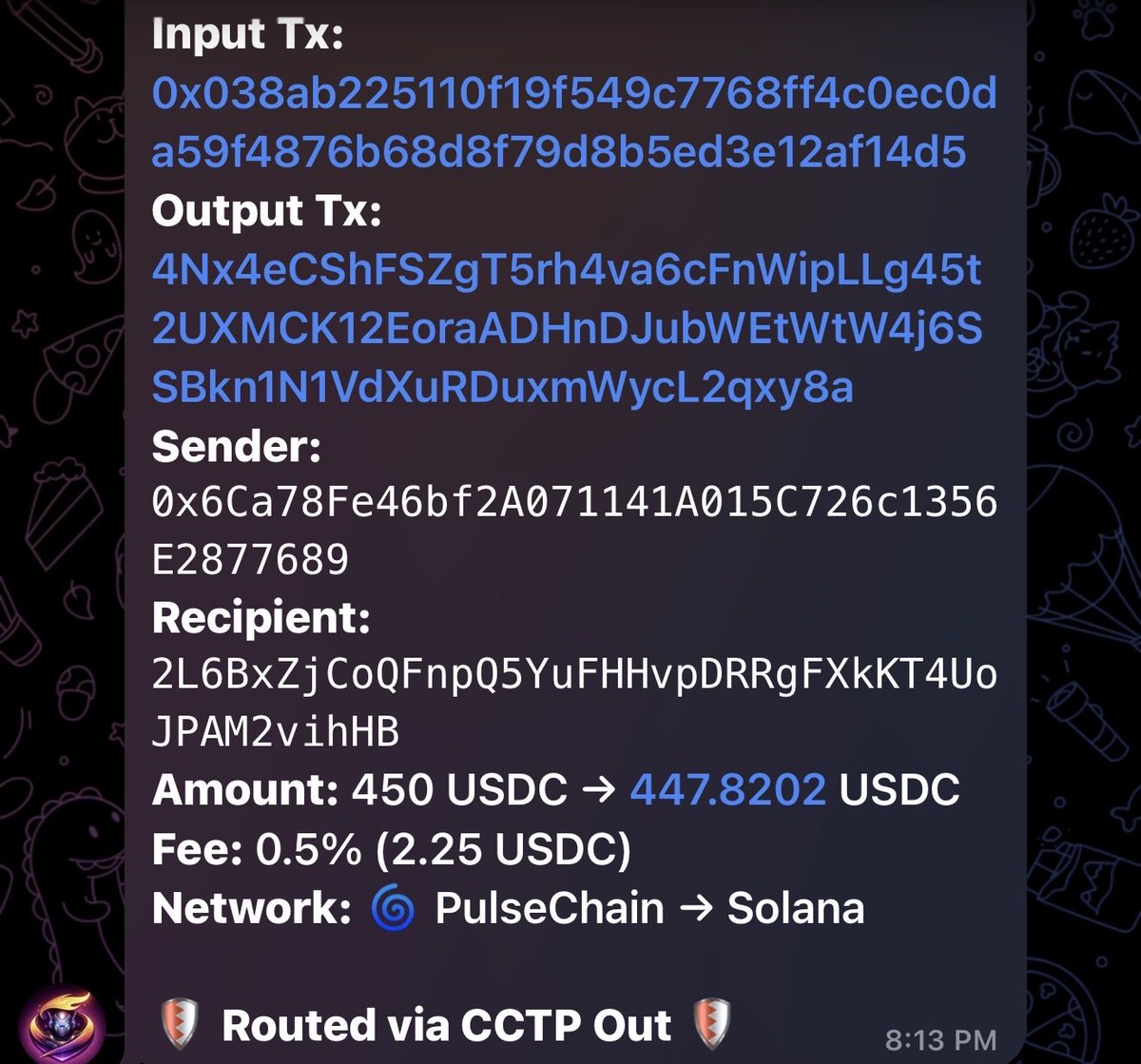 LibertySwapFi's tweet photo. Finally, after months of work, we’ve been able to double our capacity and facilitate instant withdrawals from PulseChain to Solana.

Gas fees and Circle CCTP fees are fully covered.

With USDC, users can swap gaslessly into other assets via Jupiter.

PulseChain ↔ Solana instant routes are going live now.