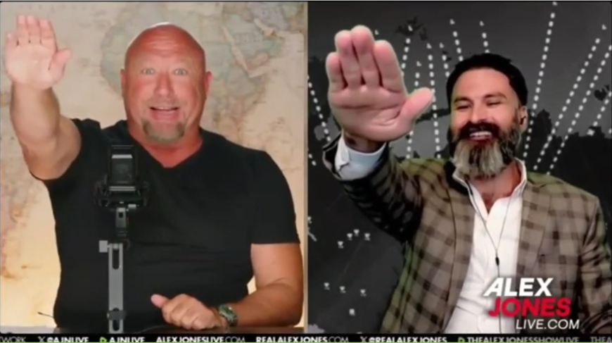 ChinaisAsshoeFU's tweet photo. Long story short (but I highly recommend everyone watch in full) the interview of @Hand_some_truth and @RealAlexJones and that photo is such a keeper for HT or as Alex called him, HITLER TIME 🤣 . So entertaining! https://t.co/lXbfoIUhBt