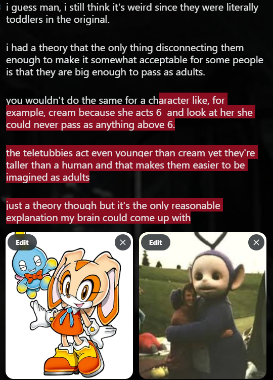 NooNooST's tweet photo. @Tubbies_Confess here are my thoughts onthis, it might be written like poop from a butt since i'm very very tired but i think it gets my thoughts across well enough. https://t.co/vNTeuamv40