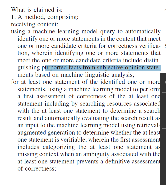 ye_dennis's tweet photo. @pmarca's prompt nails the thing most people miss: an AI can only fact-check what's actually checkable. Separating verifiable claims from opinions and value judgments can be genuinely hard - and it's the foundation of how ArAistotle / https://t.co/ns50PSAPUv works. For example, I've been asked how to tell whether "This is Great" is fact-checkable or not.

Prompts like "Verify your own work. Double-check all facts, figures, citations, names, dates, and examples. Never hallucinate or make anything up. If you don't know something, just say so... Do not inform me about morals and ethics unless I specifically ask" can ask for it but systems have to engineer this epistemic modesty and maximal truth-seeking, which is why we spent more than 2 years refining a benchmark-leading method and now have a patent on it.