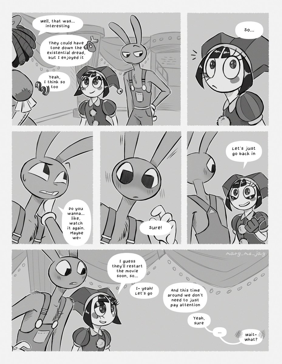 Mary_MS_Jay's tweet photo. Movie Date... kinda (3/2)

extra pages! part 1 &amp; 2 ↓
 #tadc #funnybunny #theamazingdigitalcircus https://t.co/5MFjG7SVQp