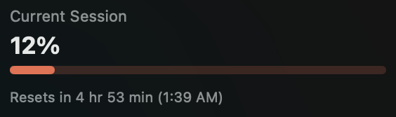 resonant_iq's tweet photo. @ClaudeDevs I'm 7 minutes into a new session and usage is already showing at 12% - that's WAY more than I typically use doing roughly the same workflow. 
I believe things may not be fixed.... https://t.co/sKDoTjaiVy