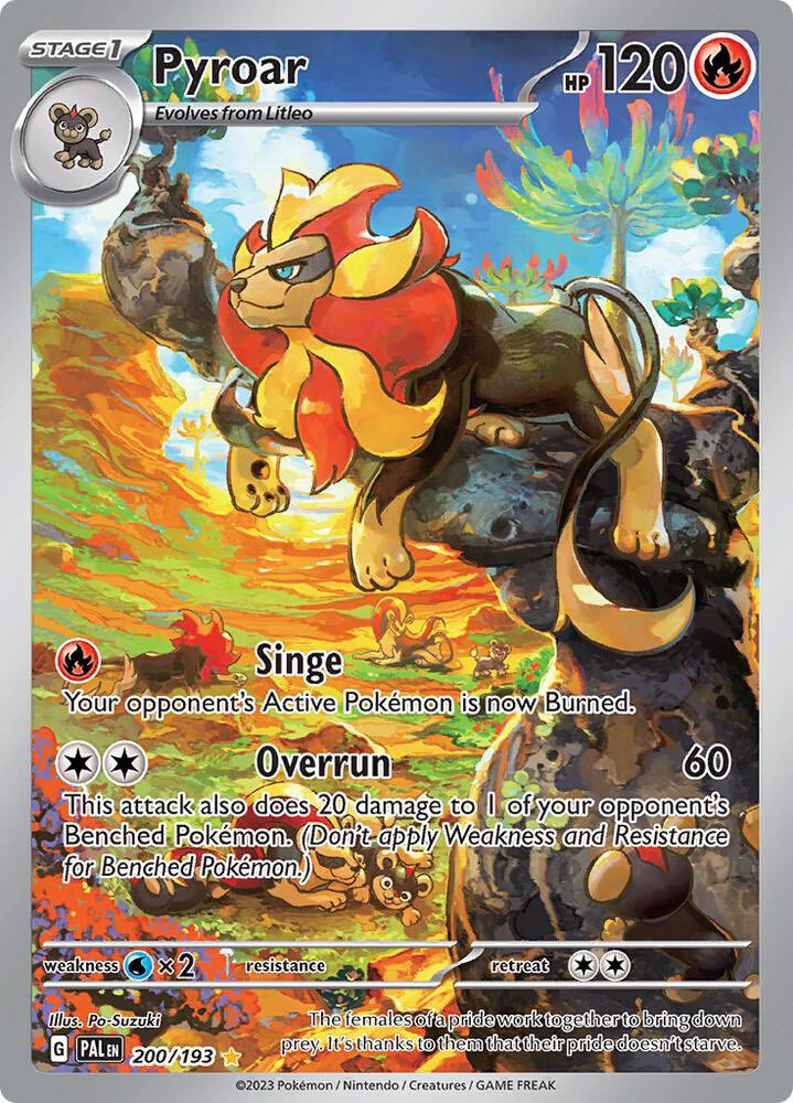 PokeAMS's tweet photo. I found a new chase card, it's so pretty and I love Pyroar. How am I just now finding out this exists. https://t.co/SKigjed58n