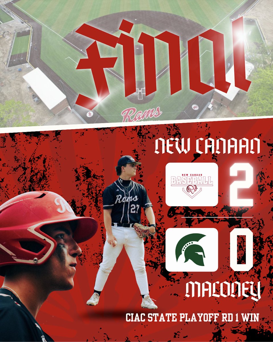 New_Canaan_Base's tweet photo. NC Baseball got the win today vs Maloney 2-0. They now head onto the second round of the state playoffs where they will be facing off against Fairfield Warde. That game will be tomorrow at 3:30pm at Warde. Today’s Players of the Game are Zak Joslin and Jake Valente. https://t.co/wxDFdbvLpj