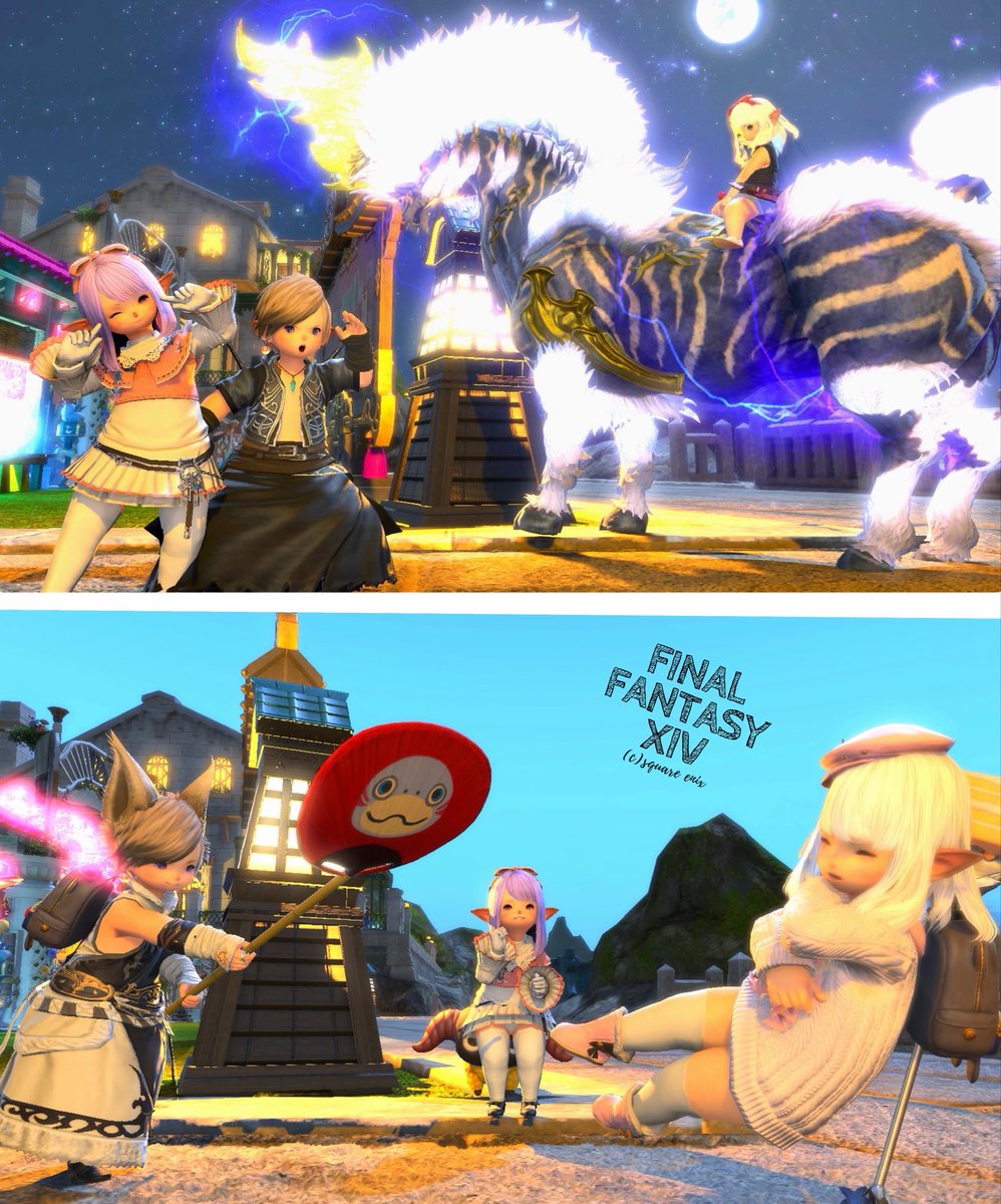yojimbo_Takky's tweet photo. 深夜のFCララフェル's（1名欠席🫥）
華麗に舞うコロピ🌀
#FF14  #おはララ https://t.co/4qwkcO0T5V