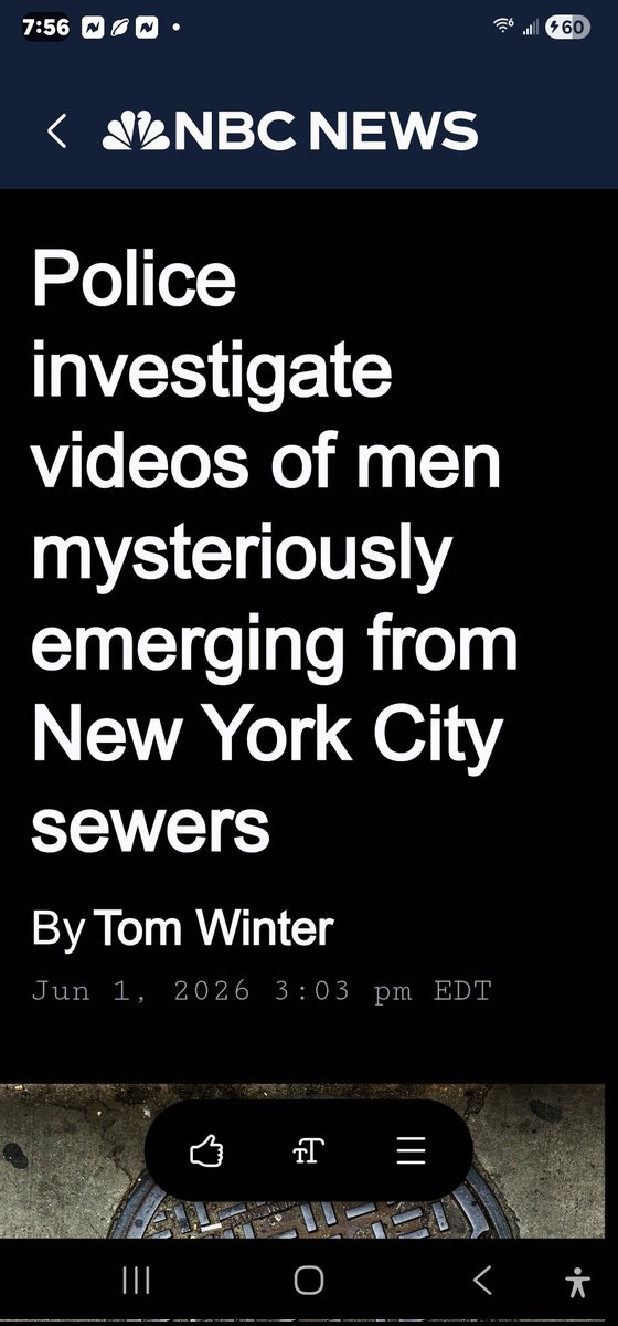 Jim61053731's tweet photo. I thought should share this with all on ( X ). I WATCH NEWS SHOWS STARTING 5PM HELLO NY 6 PLUS MEN COMING OF SEWERS Am after 11:59pm https://t.co/zUrn5MTpd8
