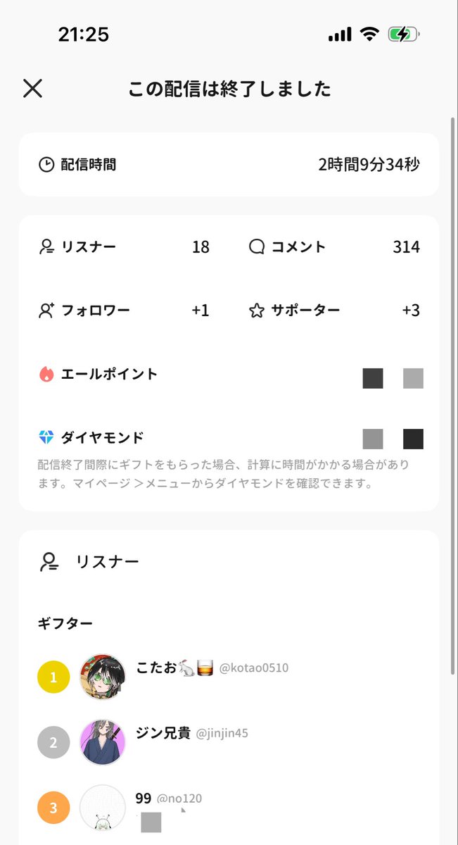 avvy_ham's tweet photo. 昨日の配信記録
ギフトありがとう😭1000pt無事突破しました https://t.co/sC0XZHhEP9
